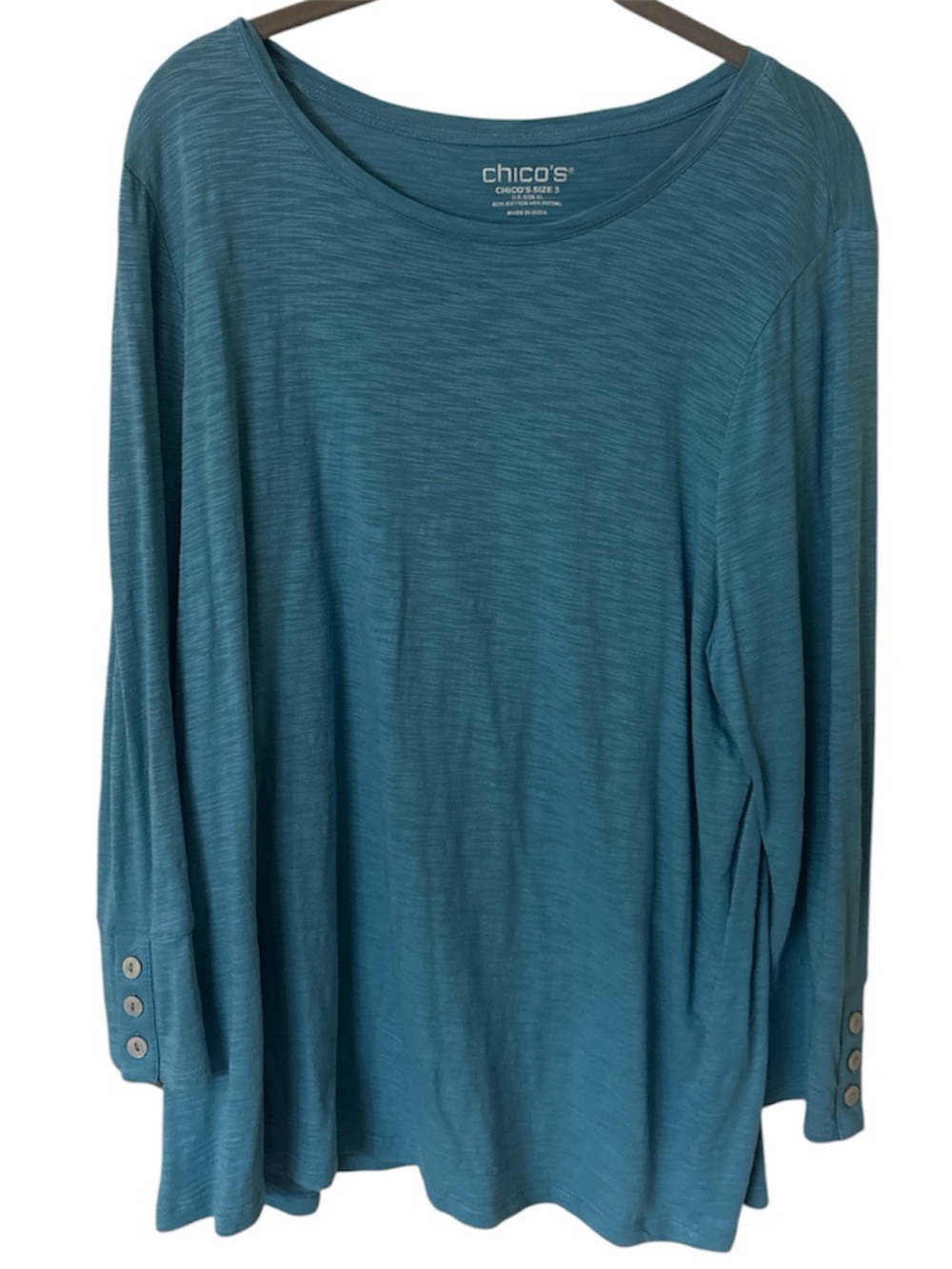 Chico's light Blue Long-Sleeve Scoop Neck Top